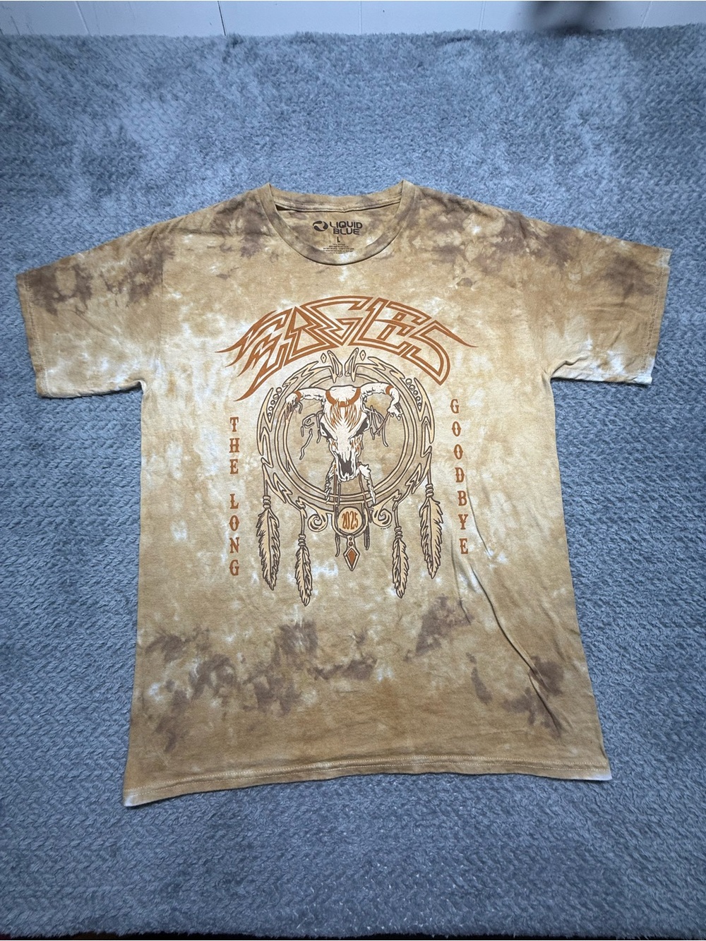 Liquid Blue Brown Tie-Dye Eagles Graphic Tee